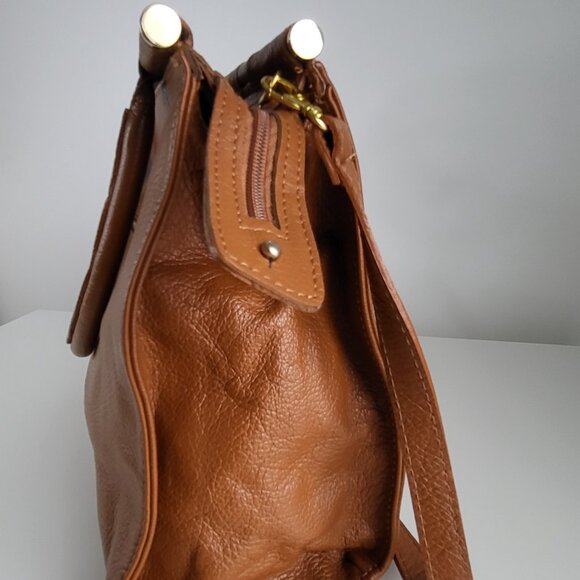 Vintage Italian Genuine Leather Structured Tote I Tan Brown I Made in Italy - Picture 5 of 9